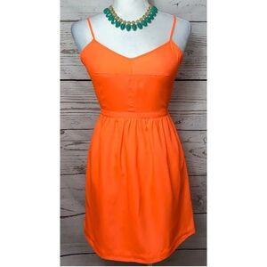 J Crew Neon Orange Dress Size 6 Sleeveless Lightweight Pockets